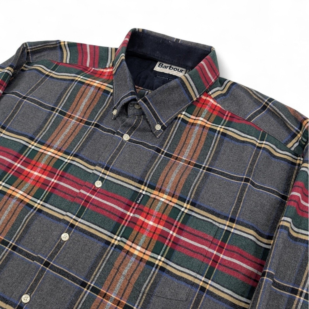 Barbour Castlebay Flannel Shirt Mens XL‎ Tartan Plaid Tailored Fit Casual